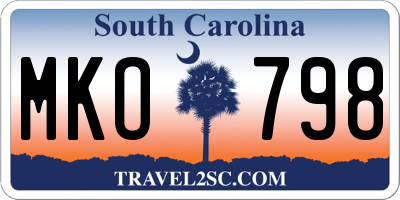 SC license plate MKO798