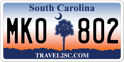 SC license plate MKO802