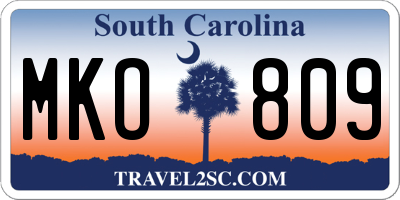 SC license plate MKO809