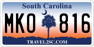 SC license plate MKO816