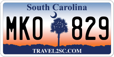 SC license plate MKO829