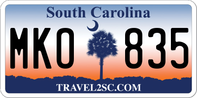 SC license plate MKO835