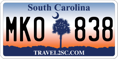 SC license plate MKO838