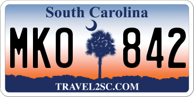 SC license plate MKO842
