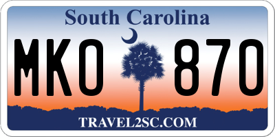 SC license plate MKO870