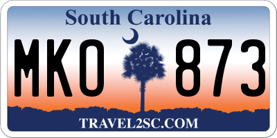 SC license plate MKO873