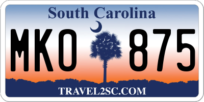 SC license plate MKO875