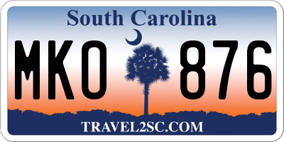 SC license plate MKO876
