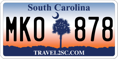 SC license plate MKO878