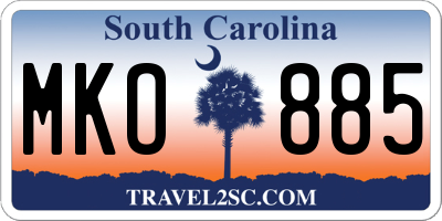 SC license plate MKO885