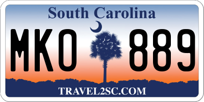 SC license plate MKO889