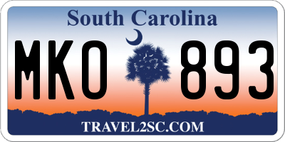 SC license plate MKO893