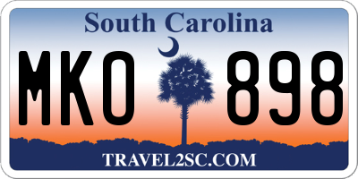 SC license plate MKO898