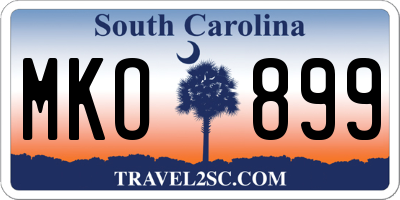 SC license plate MKO899