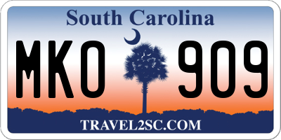 SC license plate MKO909