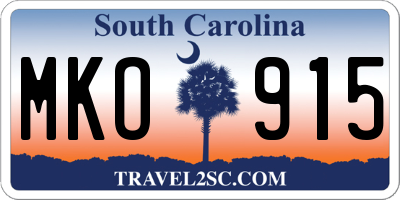 SC license plate MKO915