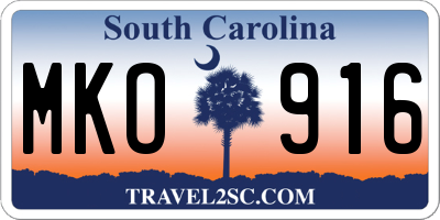SC license plate MKO916