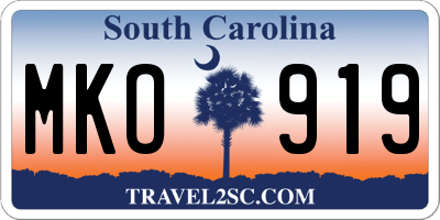 SC license plate MKO919