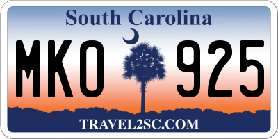 SC license plate MKO925
