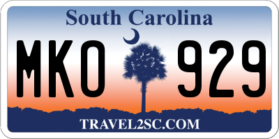 SC license plate MKO929