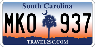 SC license plate MKO937