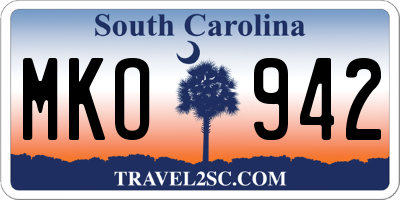 SC license plate MKO942