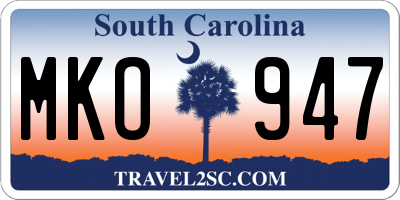 SC license plate MKO947