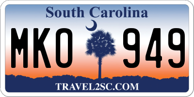 SC license plate MKO949