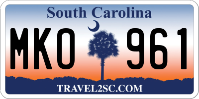 SC license plate MKO961