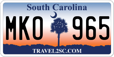 SC license plate MKO965