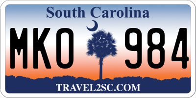 SC license plate MKO984