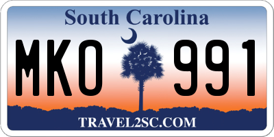 SC license plate MKO991
