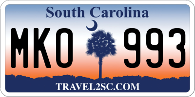 SC license plate MKO993