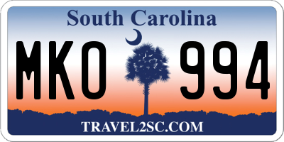 SC license plate MKO994