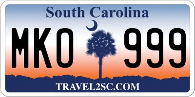SC license plate MKO999