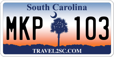 SC license plate MKP103