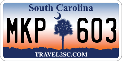 SC license plate MKP603