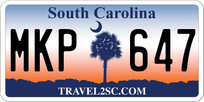 SC license plate MKP647