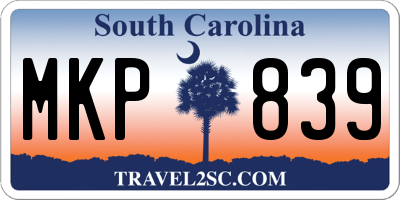 SC license plate MKP839