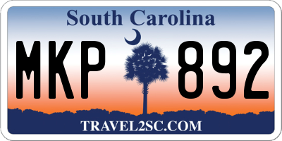 SC license plate MKP892