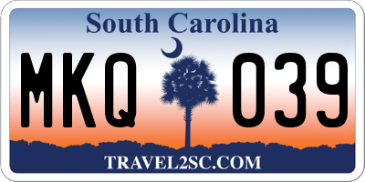 SC license plate MKQ039