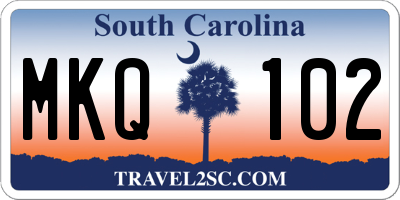 SC license plate MKQ102