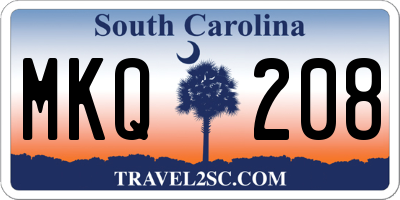SC license plate MKQ208