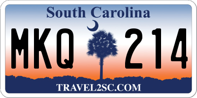 SC license plate MKQ214