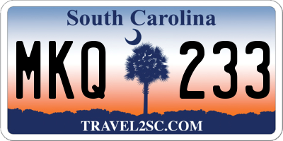 SC license plate MKQ233