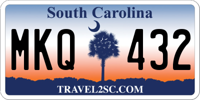 SC license plate MKQ432