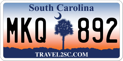 SC license plate MKQ892
