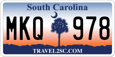 SC license plate MKQ978
