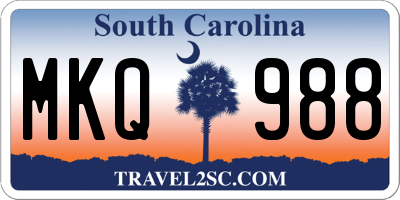 SC license plate MKQ988
