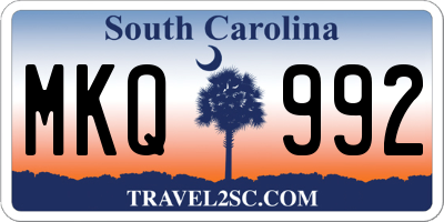 SC license plate MKQ992